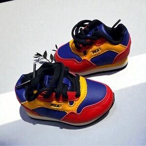 Fila Kids Red, Blue, and Yellow Sneakers